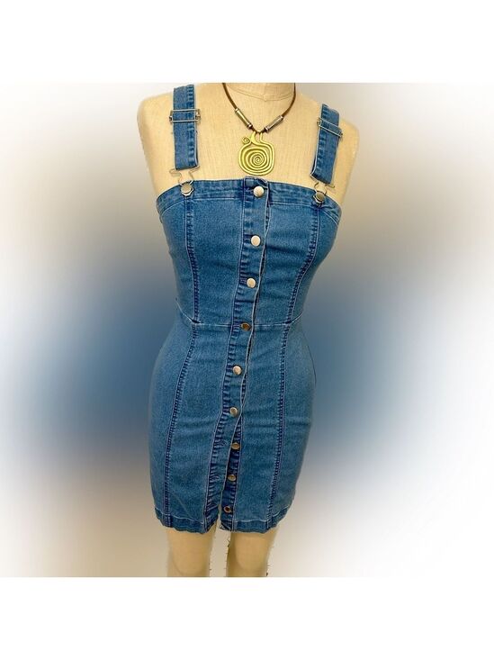 Derek Heart Dresses & Skirts - STRETCHY denim button up, overall dress